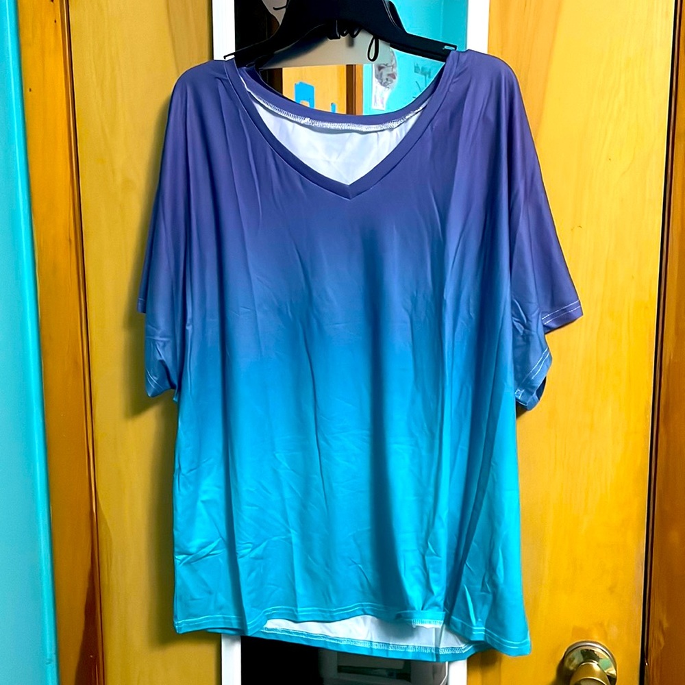 Dark to light blue ombré tshirt from shein